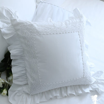 Top Luxury Khaki European Embroidery Cushion Cover Big Ruffle Lace Wrinkle Pillow Cover Cake Layers Princess Bedding Pillowcase - Wnkrs