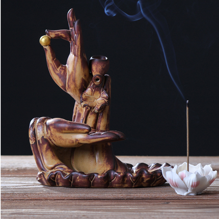 Bergamot Lotus Backflow Incense Burner Lotus Incense Stick Backflow Smoke Dual-Use Incense Burner Home Decoration - Wnkrs