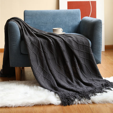 Pure Color Coral Fleece Knitted Sofa Blanket - Wnkrs