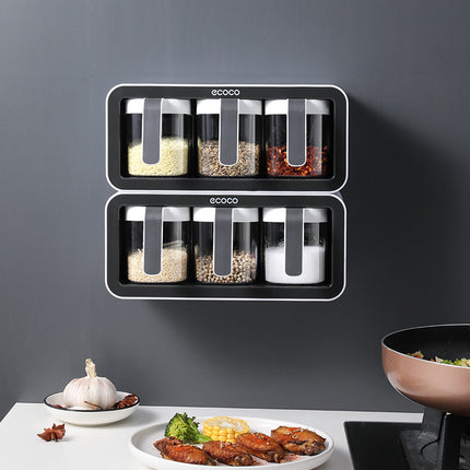 Kitchen Spice Rack Jar Free Perforated Spice Box Wall-Mounted Spice Box Set Household Spice Jar Storage Box - Wnkrs