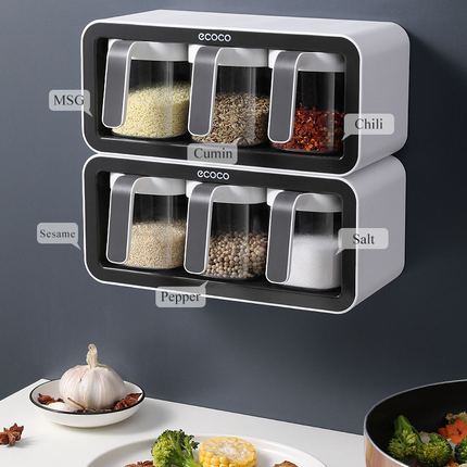 Kitchen Spice Rack Jar Free Perforated Spice Box Wall-Mounted Spice Box Set Household Spice Jar Storage Box - Wnkrs