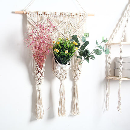 Woven Tapestry Bohemian Dried Flower Pot Rack - Wnkrs