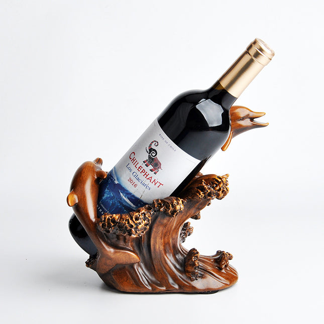 Resin Home Decorations Imitation Bronze Crafts European Style Dolphin Wine Rack Decorations - Wnkrs