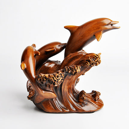 Resin Home Decorations Imitation Bronze Crafts European Style Dolphin Wine Rack Decorations - Wnkrs