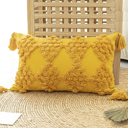 Home Furnishing Tufted Throw Pillow With Tassels Sofa Pillow Cushion - Wnkrs