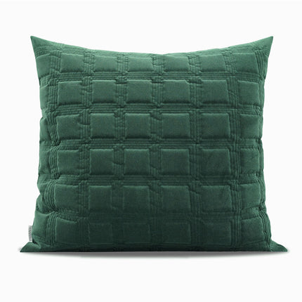 Dark Green Geometric Quilted Three-dimensional New Chinese Pillow - Wnkrs