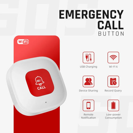 Bouton d'appel d'urgence WiFi Téléavertisseur SOS intelligent pour soignant avec contrôle par application mobile