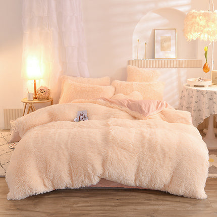 Luxury Thick Fleece Duvet Cover Queen King Winter Warm Bed Quilt Cover Pillowcase Fluffy Plush Shaggy Bedclothes Bedding Set Winter Body Keep Warm - Wnkrs