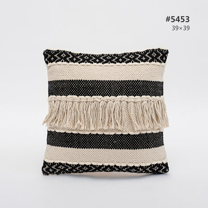 Pure Cotton Knitting Tassel Stripe Pillow - Wnkrs