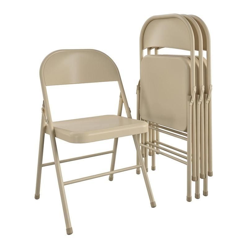 4-Pack Heavy Duty Steel Folding Chairs for Outdoor & Indoor Use