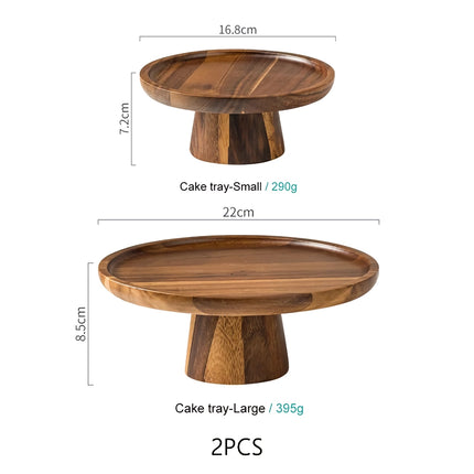 Expositor creativo para postres y tartas con base alta de madera de acacia