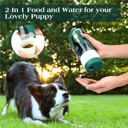 2-in-1 Portable Pet Water Bottle and Food Dispenser for Dogs - Wnkrs