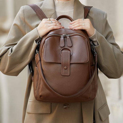 Mochila elegante de piel auténtica para mujer