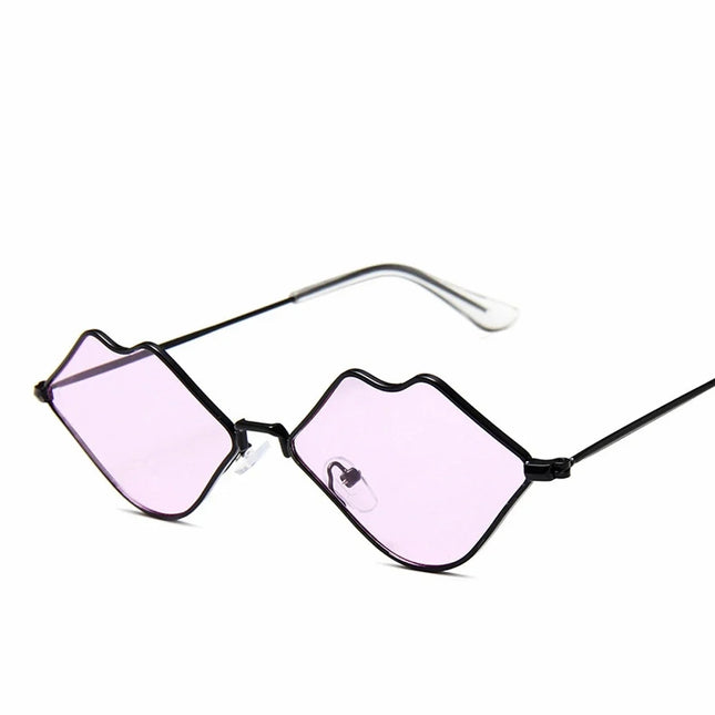 Lunettes de soleil œil de chat chic à lèvres rouges pour femmes