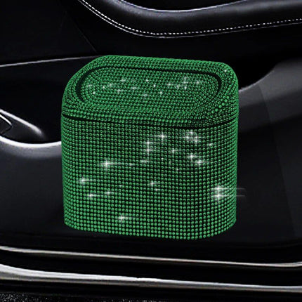 Luxurious Rhinestone Car Trash Bin - Pressing Type Square Storage Bucket - Wnkrs