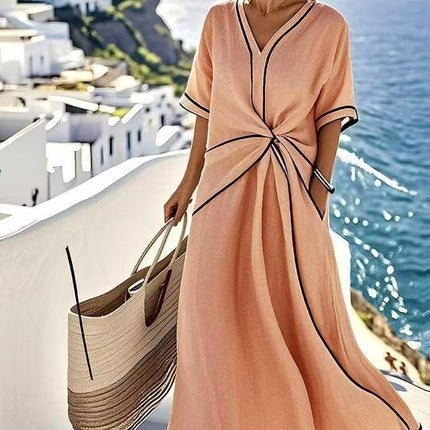 Women's Fashion Loose Striped Print Long Dress