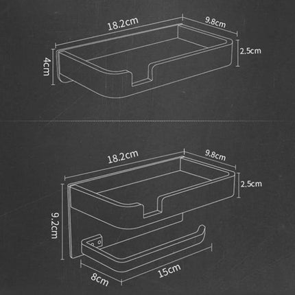 Portarrollos de papel higiénico de aluminio negro y dorado con estante para teléfono