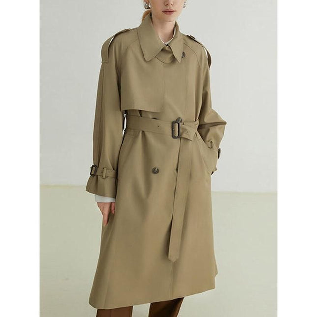 Gabardina elegante de manga larga con bolsillos