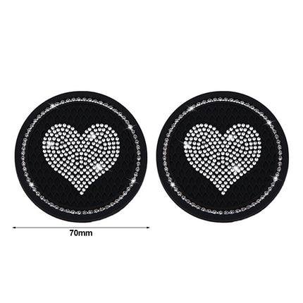 2PCS Heart-Shaped Diamond Car Cup Holder Mats - Wnkrs