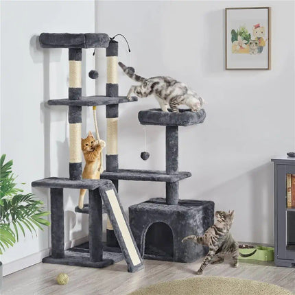 Deluxe Multilevel Plush Cat Tree with Sisal Scratching Posts - Wnkrs