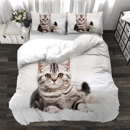 Three-piece Animal Cat and Dog Realistic Quilt Cover - Wnkrs