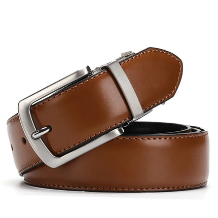 Ceinture réversible en cuir véritable pour homme avec boucle rotative – Ceinture habillée élégante en peau de vache