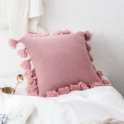 Bohemian Knitted Cushion Cover with Fringe - Wnkrs