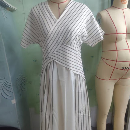 Women's Large Loose Striped Print Dress