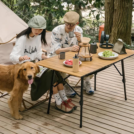 Mesa de camping portátil plegable de aluminio