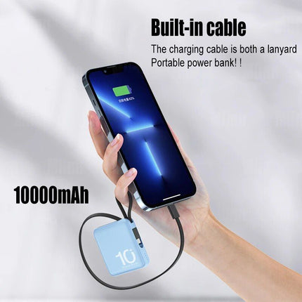 Ultra-Compact 10000mAh Dual-Cable Power Bank - Wnkrs