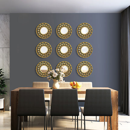 Elegante espejo floral dorado para colgar en la pared