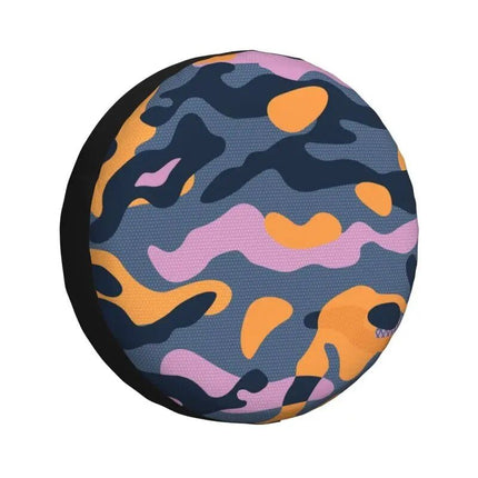 Rugged Camo Spare Tire Cover – Black Orange Camouflage Wheel Protector for Off-Road and Outdoor Vehicles - Wnkrs