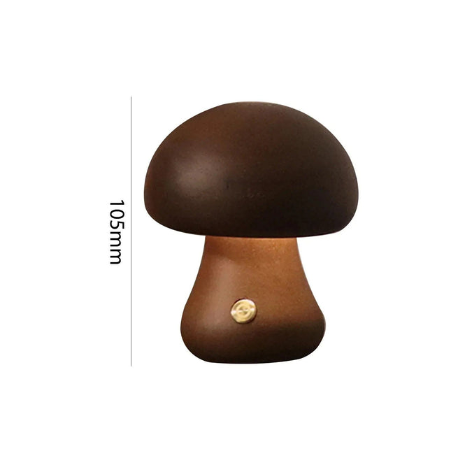 Charming Touch-Control LED Mushroom Night Light - Wooden Bedside Lamp with USB Charging - Wnkrs