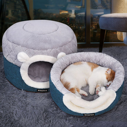 Cómoda cama y casa de felpa convertible para gatos y perros pequeños