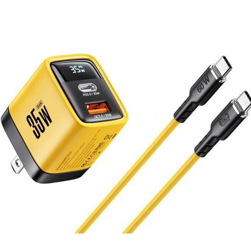 35W GaN Fast Charger with LED Display and Dual Ports for Quick Charge