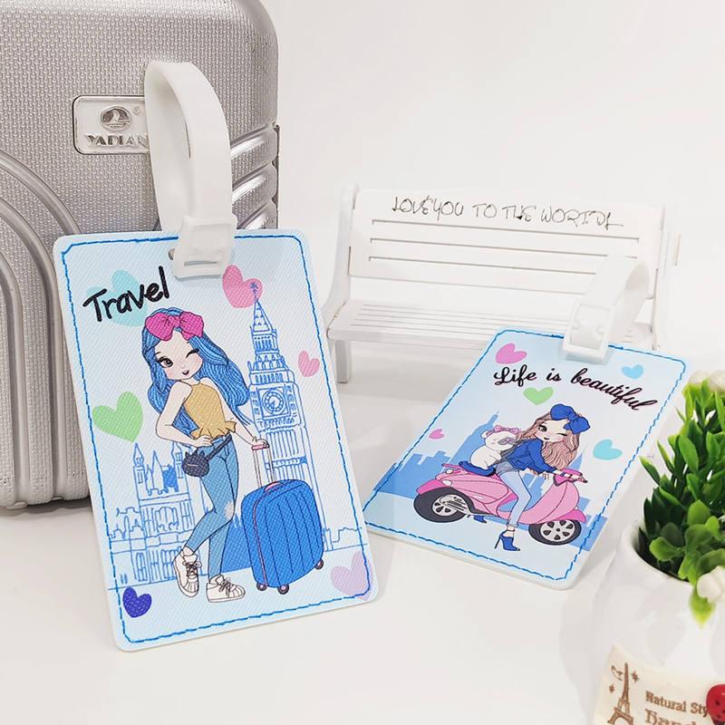 Blue Luggage Tags with Clear ID Windows, Set of 2