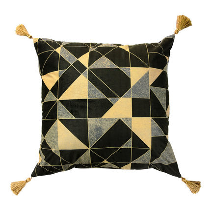 Rainforest Geometric Print Velvet Cushion Cover - Wnkrs