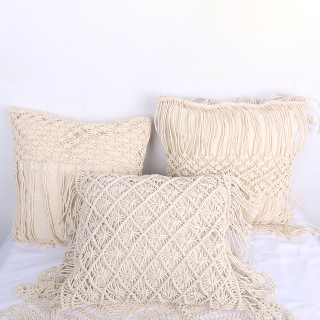 Hand-woven tassel pillow