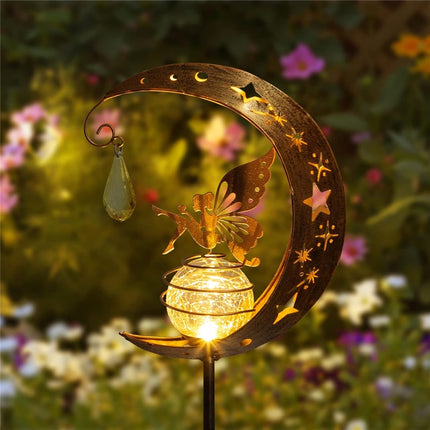 Lampe de jardin féerique en forme de lune solaire enchanteresse