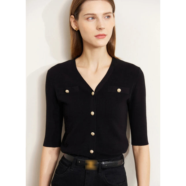 Cardigan en tricot slim minimaliste pour femme