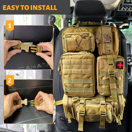 Universal Tactical Car Seat Organizer with 5 Molle Pouches - Wnkrs