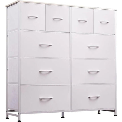 Modern White Storage Dresser with 10 Deep Drawers for Versatile Use - Wnkrs