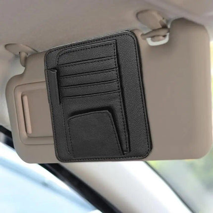 Car Visor Organizer with Anti-Scratch Sunglass Clip - Multi-Pocket Storage Pouch for Auto Interior, SUV, Truck - Wnkrs