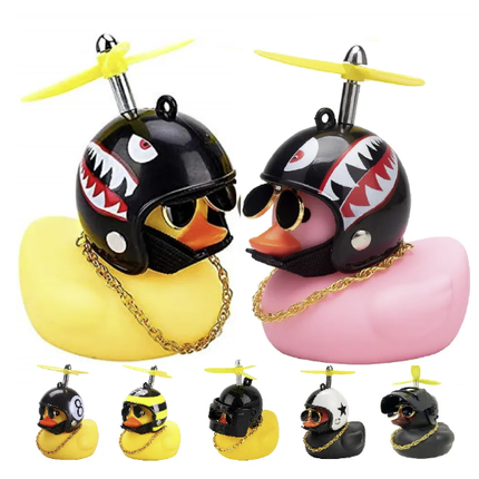 Cheerful Yellow Duck Car & Bike Ornament with Helmet and Accessories - Wnkrs