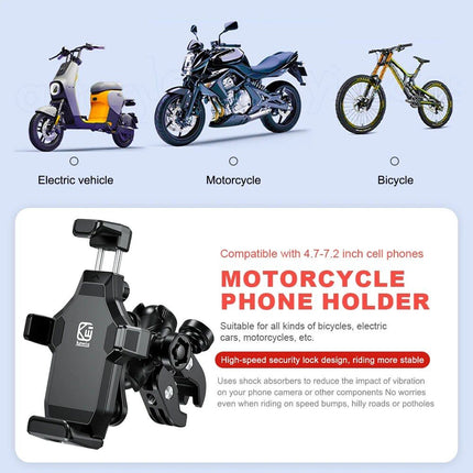 360° Rotating Shockproof Bike & Motorcycle Phone Mount for 4.7-7.2 Inch Devices - Wnkrs