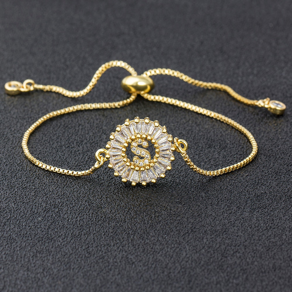 Women's Crystal Patterned Letter Bracelet