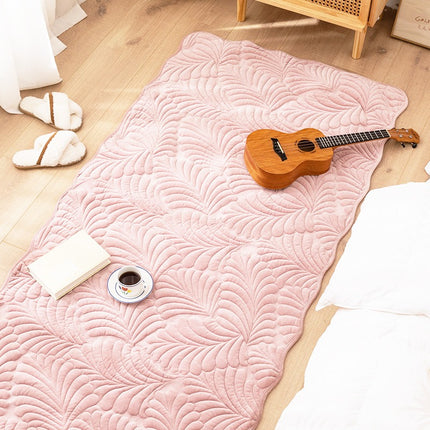 Tapis en peluche à texture de feuille de bananier – Tapis en flanelle doux et antidérapant pour chambre à coucher