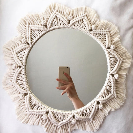 Sunflower. INS Scandinavian Girl Heart Mirror Handmade Tapestry Cosmetic Mirror Ring Home Decoration - Wnkrs