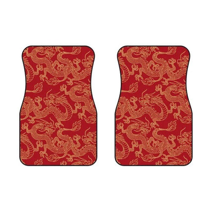 Red Dragon Print Waterproof Car Floor Mats - Wnkrs