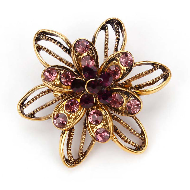 Vintage Crystal Flower Shaped Brooches - Wnkrs